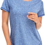 Abrooical Women’s Short Sleeve Workout Shirts Crewneck Sports Yoga Running Dry Fit Tops Side Split Tee Activewear