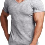 COOFANDY Men’s Muscle T Shirts Stretch Short Sleeve V Neck Bodybuilding Workout Tee Shirts