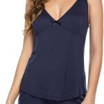 Ekouaer – Conjunto de pijama para mujer, camiseta y pantalones cortos, tallas S a XXL