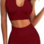 FAVALIVE Conjuntos de dos piezas para mujer, conjuntos de pantalones cortos deportivos ajustados de verano