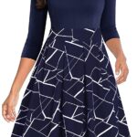 IHOT Women’s Vintage Floral Flared A-Line Swing Casual Party Dresses with Pockets