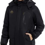 INVACHI Men’s Waterproof Ski Jacket Hooded Mountain Windbreakers Windproof Raincoat Winter Warm Snow Coat