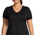 Just My Size Women’s Plus-Size Cool DRI Short Sleeve V-Neck Tee
