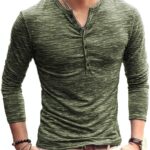 MLANM Mens Casual Slim Fit Basic Henley Short/Long Sleeve Fashion T-Shirt