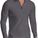 YTD Men’s Long/Short Sleeve Polo Shirts Quarter-Zip Casual Slim Fit Mock Neck Basic Designed Cotton Shirts